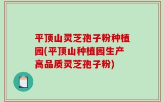 平顶山灵芝孢子粉种植园(平顶山种植园生产高品质灵芝孢子粉)