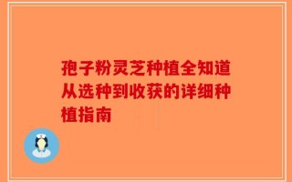 孢子粉灵芝种植全知道从选种到收获的详细种植指南
