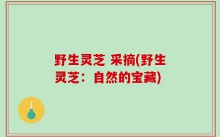 野生灵芝 采摘(野生灵芝：自然的宝藏)