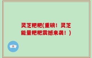 灵芝粑粑(重磅！灵芝能量粑粑震撼来袭！)
