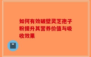 如何有效破壁灵芝孢子粉提升其营养价值与吸收效果