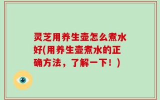 灵芝用养生壶怎么煮水好(用养生壶煮水的正确方法，了解一下！)