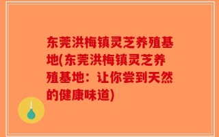 东莞洪梅镇灵芝养殖基地(东莞洪梅镇灵芝养殖基地：让你尝到天然的健康味道)