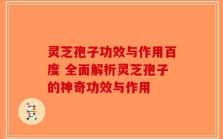 灵芝孢子功效与作用百度 全面解析灵芝孢子的神奇功效与作用