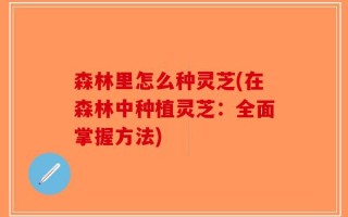 森林里怎么种灵芝(在森林中种植灵芝：全面掌握方法)