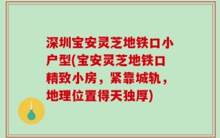 深圳宝安灵芝地铁口小户型(宝安灵芝地铁口精致小房，紧靠城轨，地理位置得天独厚)