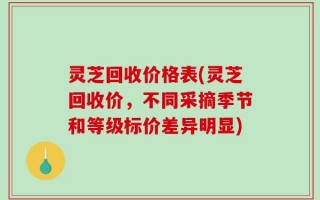 灵芝回收价格表(灵芝回收价，不同采摘季节和等级标价差异明显)