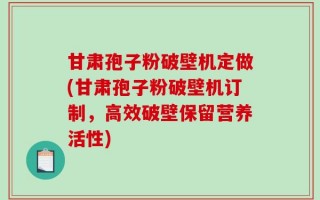 甘肃孢子粉破壁机定做(甘肃孢子粉破壁机订制，高效破壁保留营养活性)