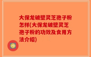 大保龙破壁灵芝孢子粉怎样(大保龙破壁灵芝孢子粉的功效及食用方法介绍)