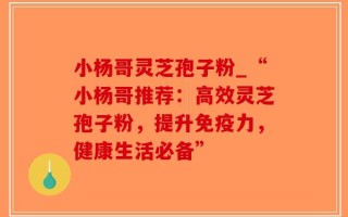 小杨哥灵芝孢子粉_“小杨哥推荐：高效灵芝孢子粉，提升免疫力，健康生活必备”