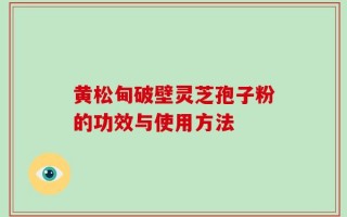 黄松甸破壁灵芝孢子粉的功效与使用方法