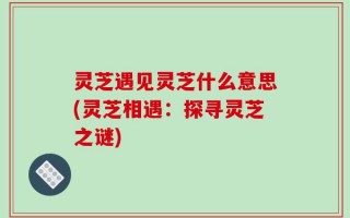 灵芝遇见灵芝什么意思(灵芝相遇：探寻灵芝之谜)
