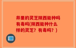 井里的灵芝陕西能种吗有毒吗(陕西能种什么样的灵芝？有毒吗？)