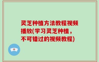 灵芝种植方法教程视频播放(学习灵芝种植，不可错过的视频教程)