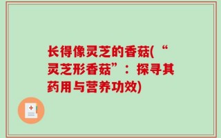 长得像灵芝的香菇(“灵芝形香菇”：探寻其药用与营养功效)