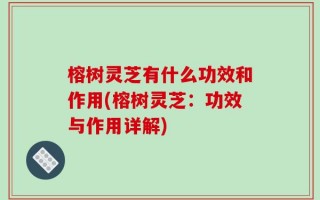 榕树灵芝有什么功效和作用(榕树灵芝：功效与作用详解)