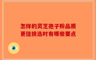 怎样的灵芝孢子粉品质更佳挑选时有哪些要点