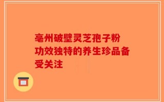亳州破壁灵芝孢子粉 功效独特的养生珍品备受关注