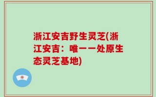 浙江安吉野生灵芝(浙江安吉：唯一一处原生态灵芝基地)