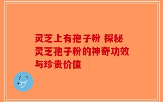 灵芝上有孢子粉 探秘灵芝孢子粉的神奇功效与珍贵价值