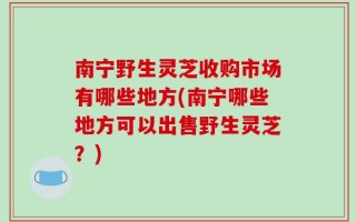 南宁野生灵芝收购市场有哪些地方(南宁哪些地方可以出售野生灵芝？)