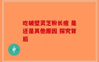 吃破壁灵芝粉长痘 是还是其他原因 探究背后