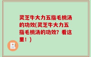 灵芝牛大力五指毛桃汤的功效(灵芝牛大力五指毛桃汤的功效？看这里！)