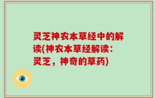 灵芝神农本草经中的解读(神农本草经解读：灵芝，神奇的草药)