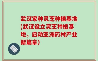 武汉家种灵芝种植基地(武汉设立灵芝种植基地，启动亚洲药材产业新篇章)
