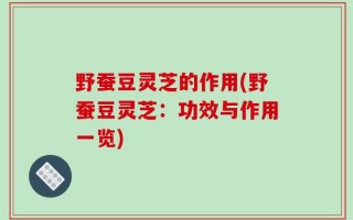 野蚕豆灵芝的作用(野蚕豆灵芝：功效与作用一览)