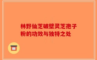 林野仙芝破壁灵芝孢子粉的功效与独特之处