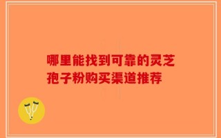 哪里能找到可靠的灵芝孢子粉购买渠道推荐