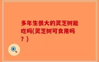 多年生很大的灵芝树能吃吗(灵芝树可食用吗？)