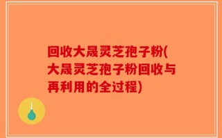 回收大晟灵芝孢子粉(大晟灵芝孢子粉回收与再利用的全过程)