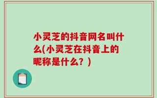 小灵芝的抖音网名叫什么(小灵芝在抖音上的昵称是什么？)