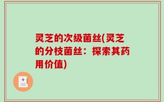 灵芝的次级菌丝(灵芝的分枝菌丝：探索其药用价值)