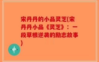 宋丹丹的小品灵芝(宋丹丹小品《灵芝》：一段草根逆袭的励志故事)