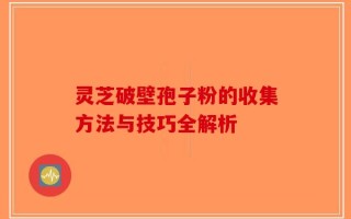 灵芝破壁孢子粉的收集方法与技巧全解析