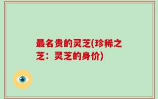 最名贵的灵芝(珍稀之芝：灵芝的身价)