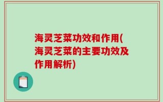 海灵芝菜功效和作用(海灵芝菜的主要功效及作用解析)