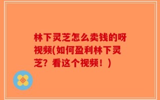 林下灵芝怎么卖钱的呀视频(如何盈利林下灵芝？看这个视频！)