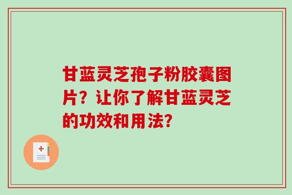 甘蓝灵芝孢子粉胶囊图片？让你了解甘蓝灵芝的功效和用法？-第1张图片-破壁灵芝孢子粉研究指南