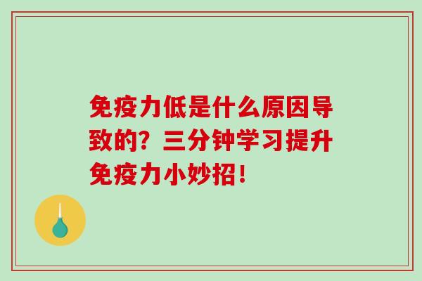 免疫力低是什么原因导致的？三分钟学习提升免疫力小妙招！-第1张图片-破壁灵芝孢子粉研究指南