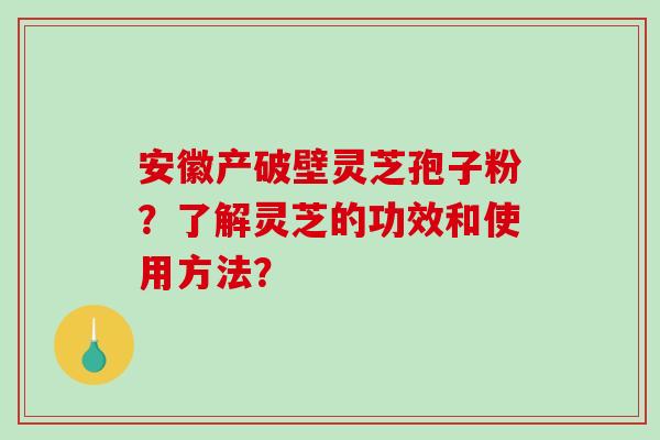 安徽产破壁灵芝孢子粉?了解灵芝的功效和使用方法?-第1张图片-破壁灵芝孢子粉研究指南 安徽产破壁灵芝孢子粉?了解灵芝的功效和使用方法?-第1张图片-破壁灵芝孢子粉研究指南
