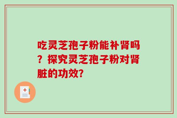 吃灵芝孢子粉能补肾吗?探究灵芝孢子粉对肾脏的功效?-第1张图片-破壁灵芝孢子粉研究指南 吃灵芝孢子粉能补肾吗?探究灵芝孢子粉对肾脏的功效?-第1张图片-破壁灵芝孢子粉研究指南