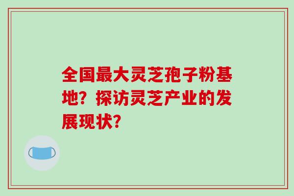 全国最大灵芝孢子粉基地?探访灵芝产业的发展现状?-第1张图片-破壁灵芝孢子粉研究指南 全国最大灵芝孢子粉基地?探访灵芝产业的发展现状?-第1张图片-破壁灵芝孢子粉研究指南