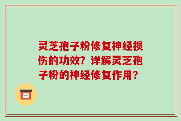 灵芝孢子粉修复神经损伤的功效?详解灵芝孢子粉的神经修复作用?-第1张图片-破壁灵芝孢子粉研究指南 灵芝孢子粉修复神经损伤的功效?详解灵芝孢子粉的神经修复作用?-第1张图片-破壁灵芝孢子粉研究指南