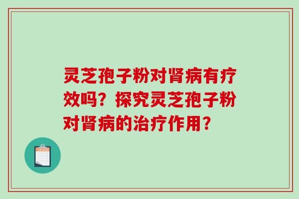 灵芝孢子粉对肾病有疗效吗?探究灵芝孢子粉对肾病的治疗作用?-第1张图片-破壁灵芝孢子粉研究指南 灵芝孢子粉对肾病有疗效吗?探究灵芝孢子粉对肾病的治疗作用?-第1张图片-破壁灵芝孢子粉研究指南