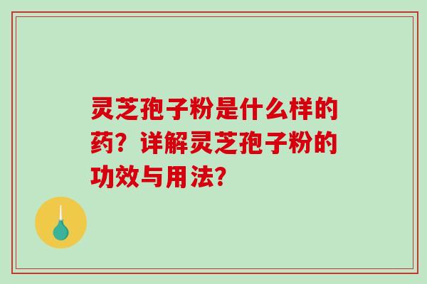 灵芝孢子粉是什么样的药？详解灵芝孢子粉的功效与用法？-第1张图片-破壁灵芝孢子粉研究指南