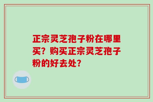 正宗灵芝孢子粉在哪里买？购买正宗灵芝孢子粉的好去处？-第1张图片-破壁灵芝孢子粉研究指南